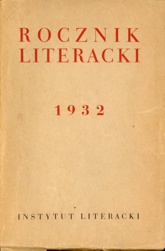 okładka publikacji ROCZNIK LITERACKI 1932