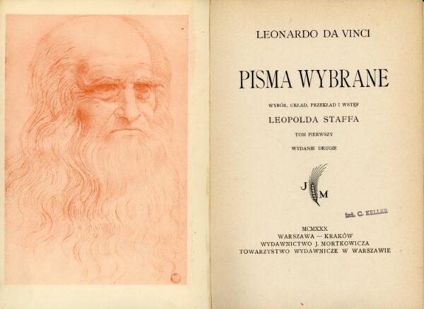 strona tytułowa książki PISMA WYBRANE Leonarda da Vinci