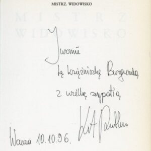 autograf Krzysztofa Rutkowskiego w książce MISTRZ WIDOWISKO