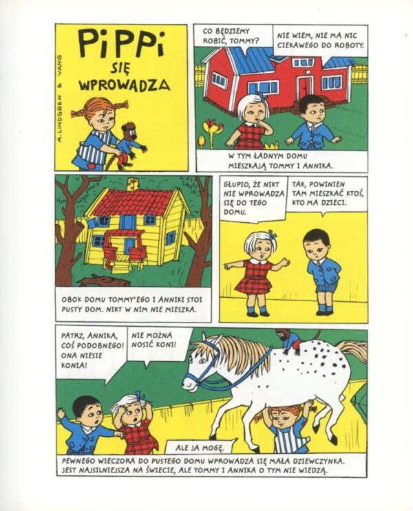 strona z komiksu Pippi się wprowadza i inne komiksy