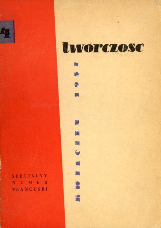 okładka książki miesięcznik TWÓRCZOŚĆ 1957 – ZESZYT 4 - SPECJALNY NUMER FRANCUSKI